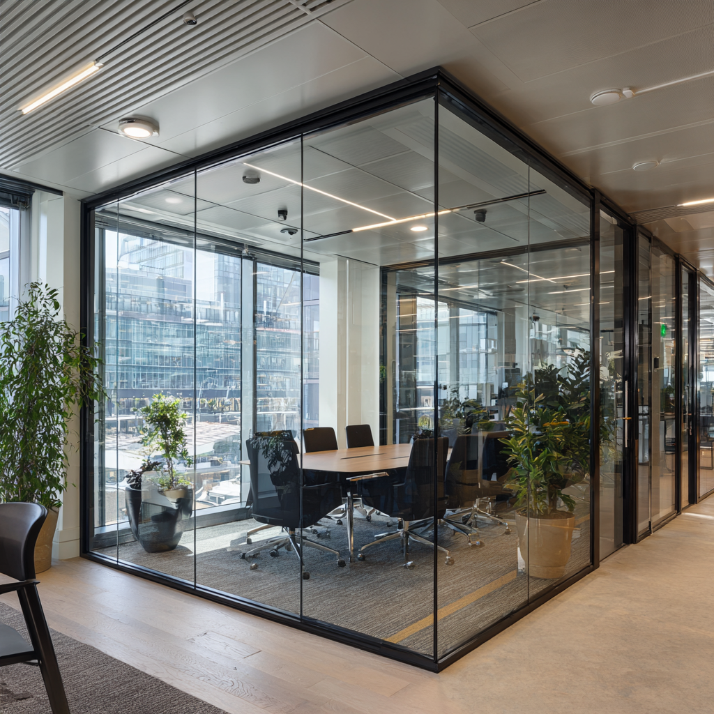 Commercial office partition installation